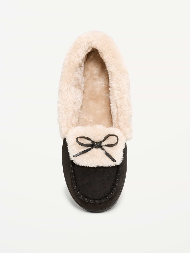 Image 2 of 4, Faux-Fur Lined Moccasin Slippers for Women