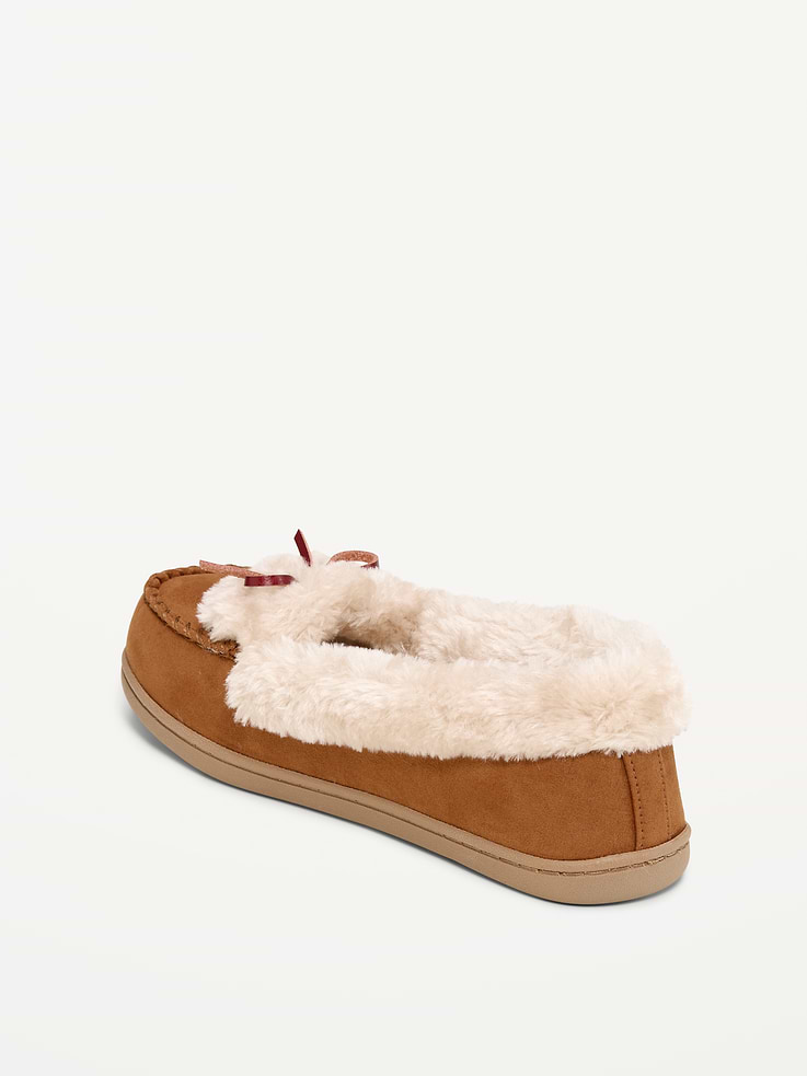 Image 4 of 4, Faux-Fur Lined Moccasin Slippers for Women