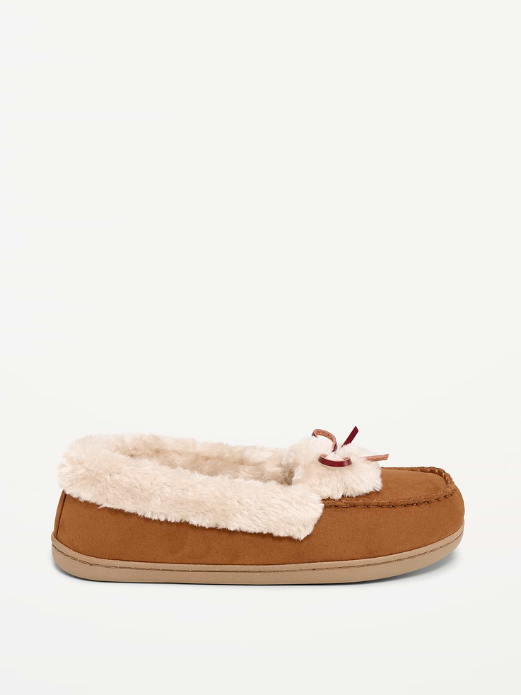 Image 3 of 4, Faux-Fur Lined Moccasin Slippers for Women