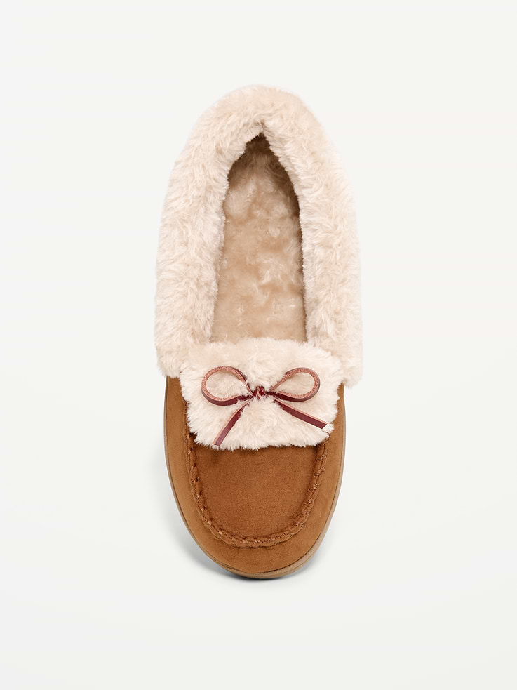 Image 2 of 4, Faux-Fur Lined Moccasin Slippers for Women