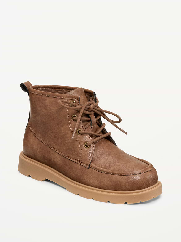 Faux-Leather Derby Boots for Boys