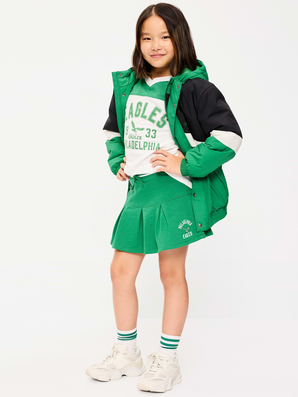 Image number 1 showing, Philadelphia Eagles French Terry Pleated Skort for Girls
