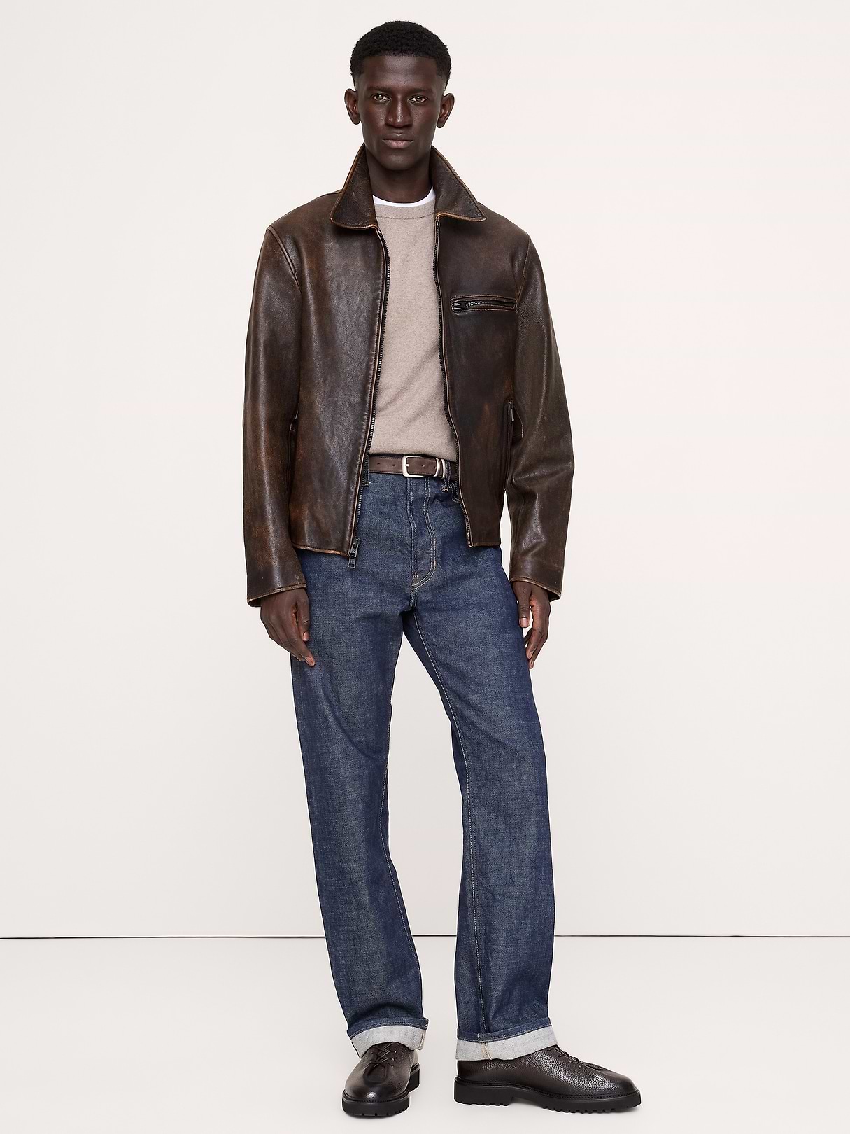 Leather Racing Jacket | Banana Republic