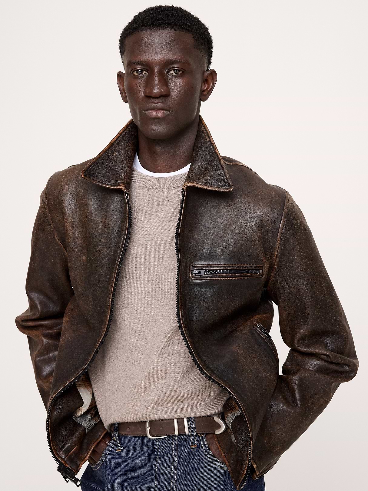 Leather Racing Jacket | Banana Republic