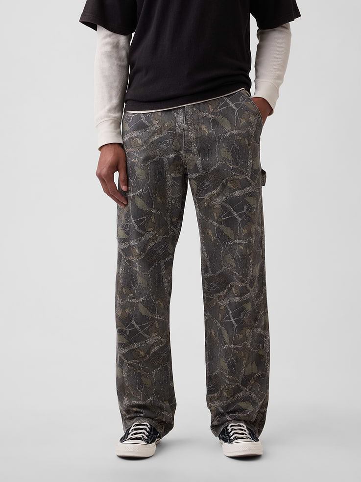 Image 3 of 6, Camo Print Relaxed Carpenter Jeans