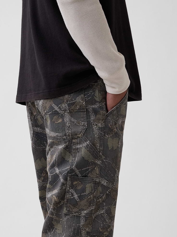 Image 5 of 6, Camo Print Relaxed Carpenter Jeans