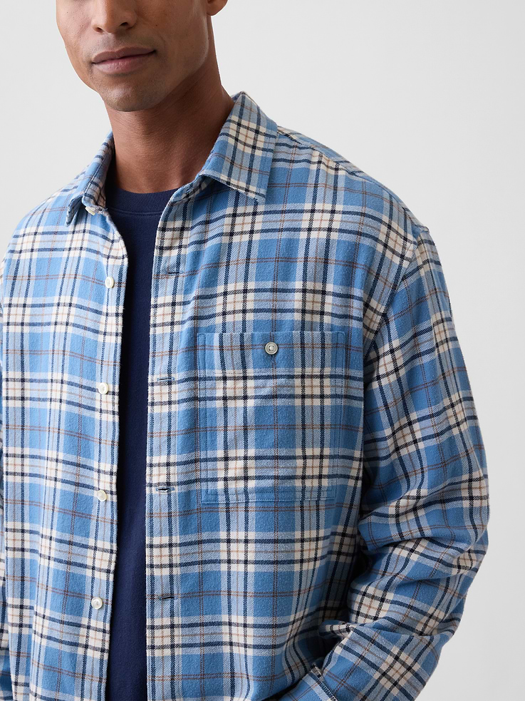 Image 4 of 5, Flannel Shirt in Boxy Fit