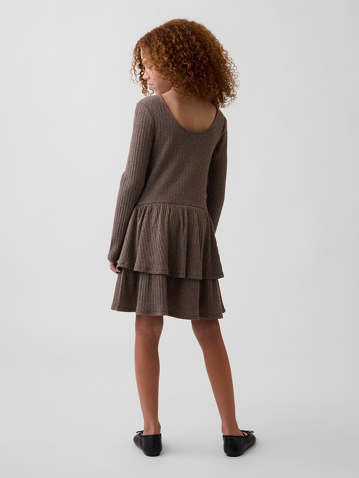 Image 3 of 5, Kids Pointelle Drop-Waist Tiered Dress