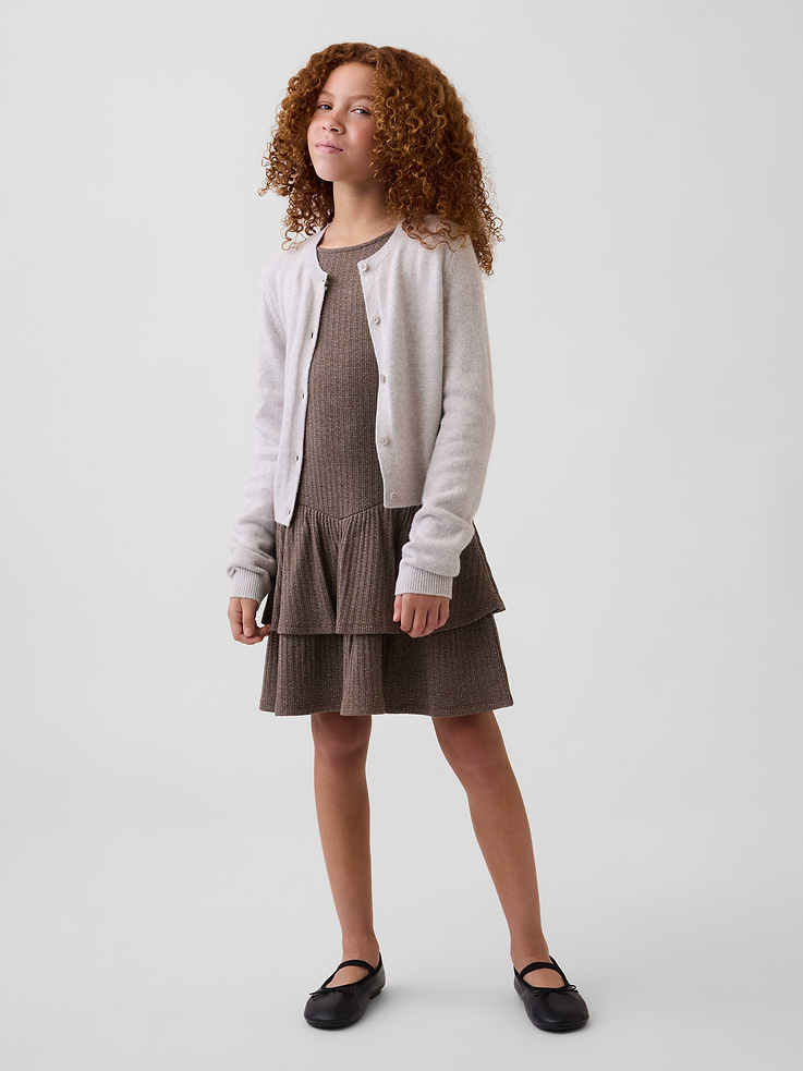 Image 4 of 5, Kids Pointelle Drop-Waist Tiered Dress