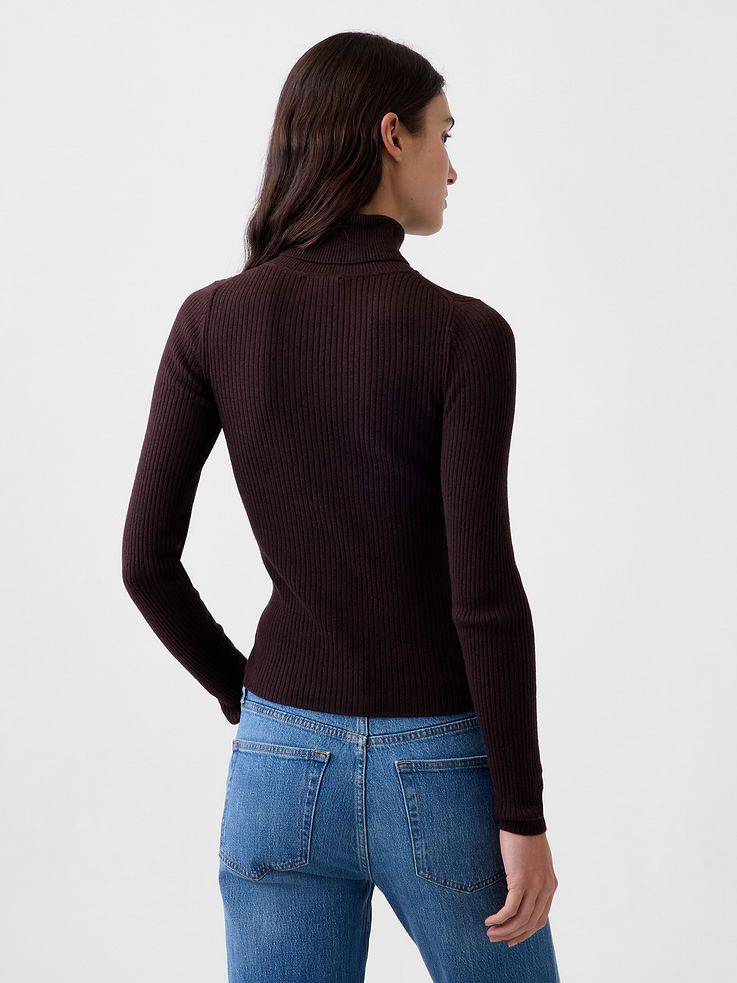 Image 3 of 5, Lightweight CashSoft Rib Turtleneck Sweater