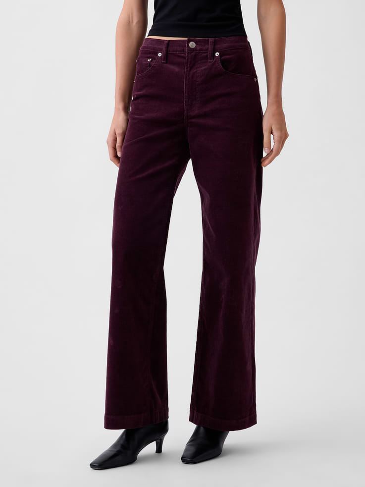 Image 2 of 6, High Rise Corduroy Stride Wide-Leg Pants