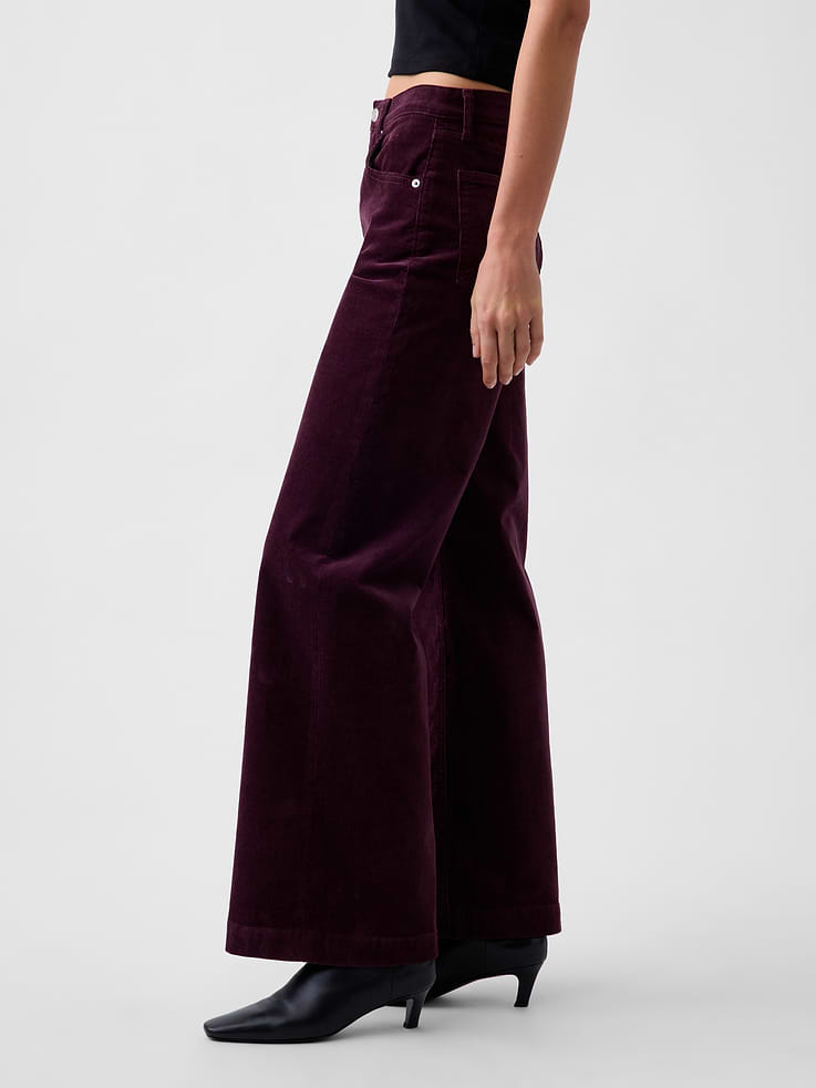 Image 3 of 6, High Rise Corduroy Stride Wide-Leg Pants