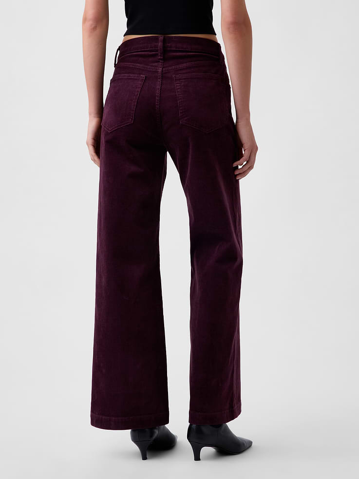 Image 4 of 6, High Rise Corduroy Stride Wide-Leg Pants