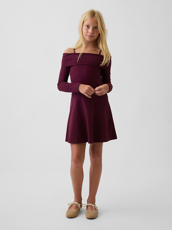 Kids Jersey Off-Shoulder Dress