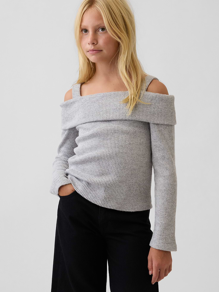 Image number 1 showing, Kids Off-Shoulder Rib Sweater Top