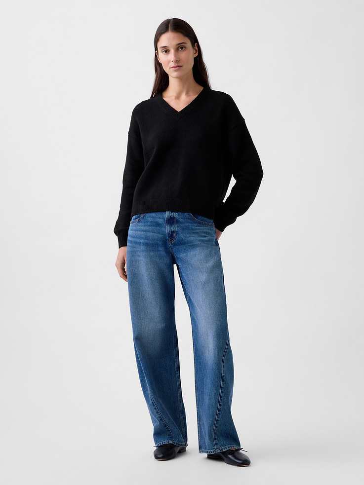 Image number 2 showing, CashSoft Oversized V-Neck Sweater