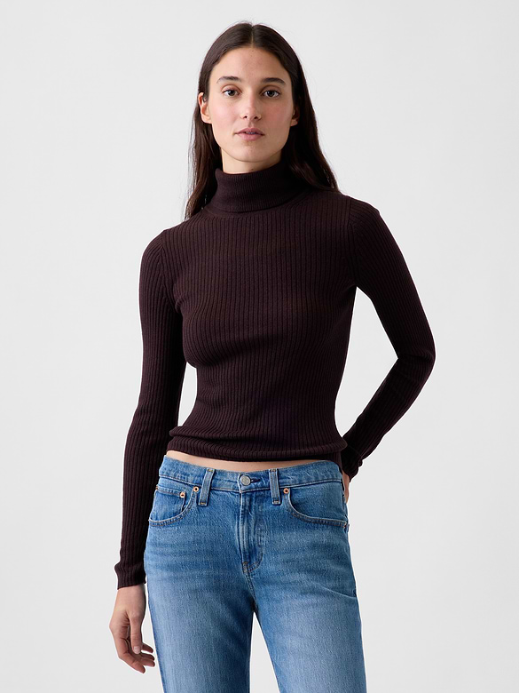 Lightweight CashSoft Rib Turtleneck Sweater