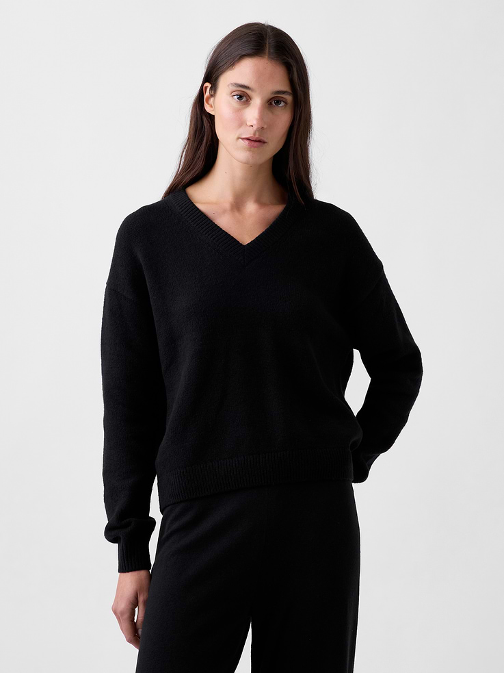 Image number 1 showing, CashSoft Oversized V-Neck Sweater