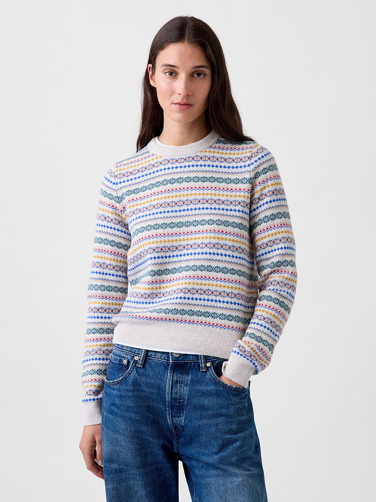 Image 1 of 5, Our bestselling fabric that feels cashmere-soft.Crafted in a midweight plush yarn. Refined with a special brushed technique. It's everyday luxury., Supersoft knit cotton-blend sweater. In a slightly cropped length., Crewneck., Long sleeves., Ribbed hem., Product #908887