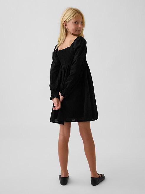 Kids Puff-Sleeve Empire-Waist Dress