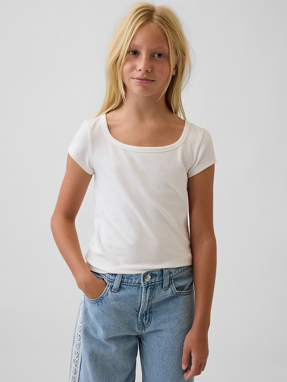 Kids CloseKnit Jersey Square-Neck T-Shirt