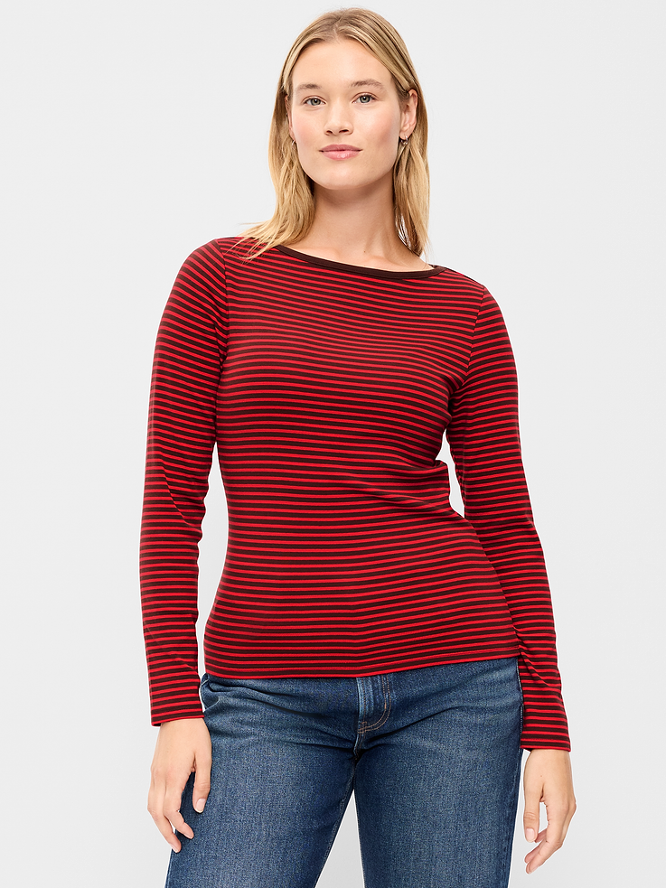 Image 5 of 8, Snug Long-Sleeve Boatneck T-Shirt