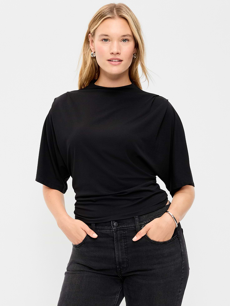 Image 6 of 7, Short-Sleeve Drapey Party Top
