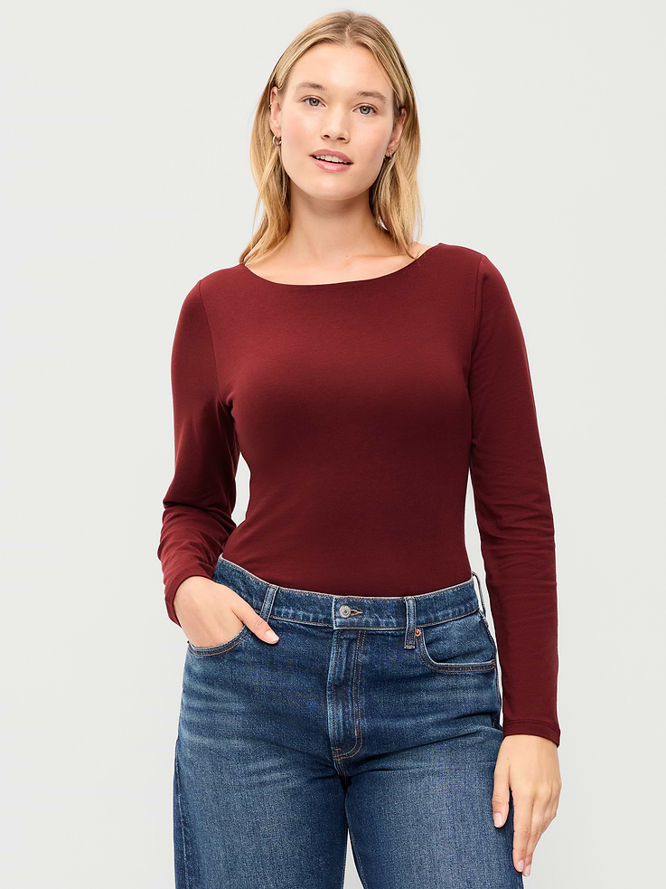 Image 3 of 4, Hug Double-Layer Long-Sleeve Scoop-Back Top