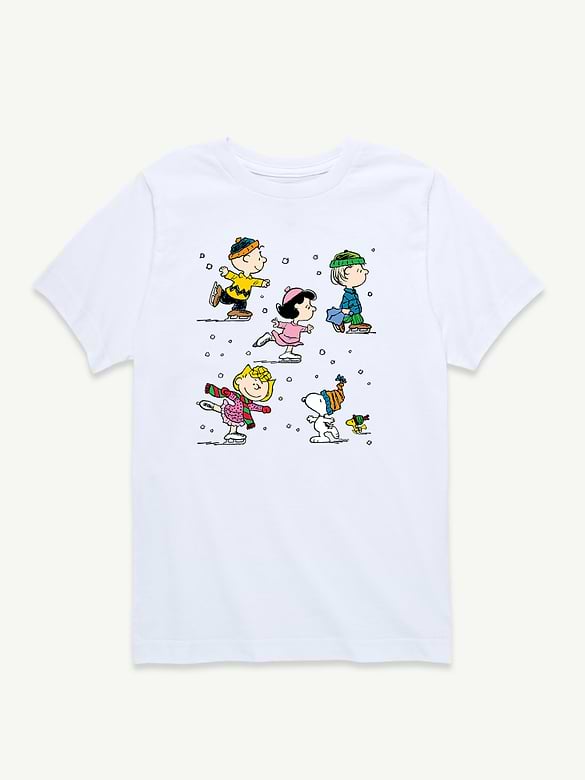 Peanuts Snow Winter Short Sleeve T-Shirt For Girls