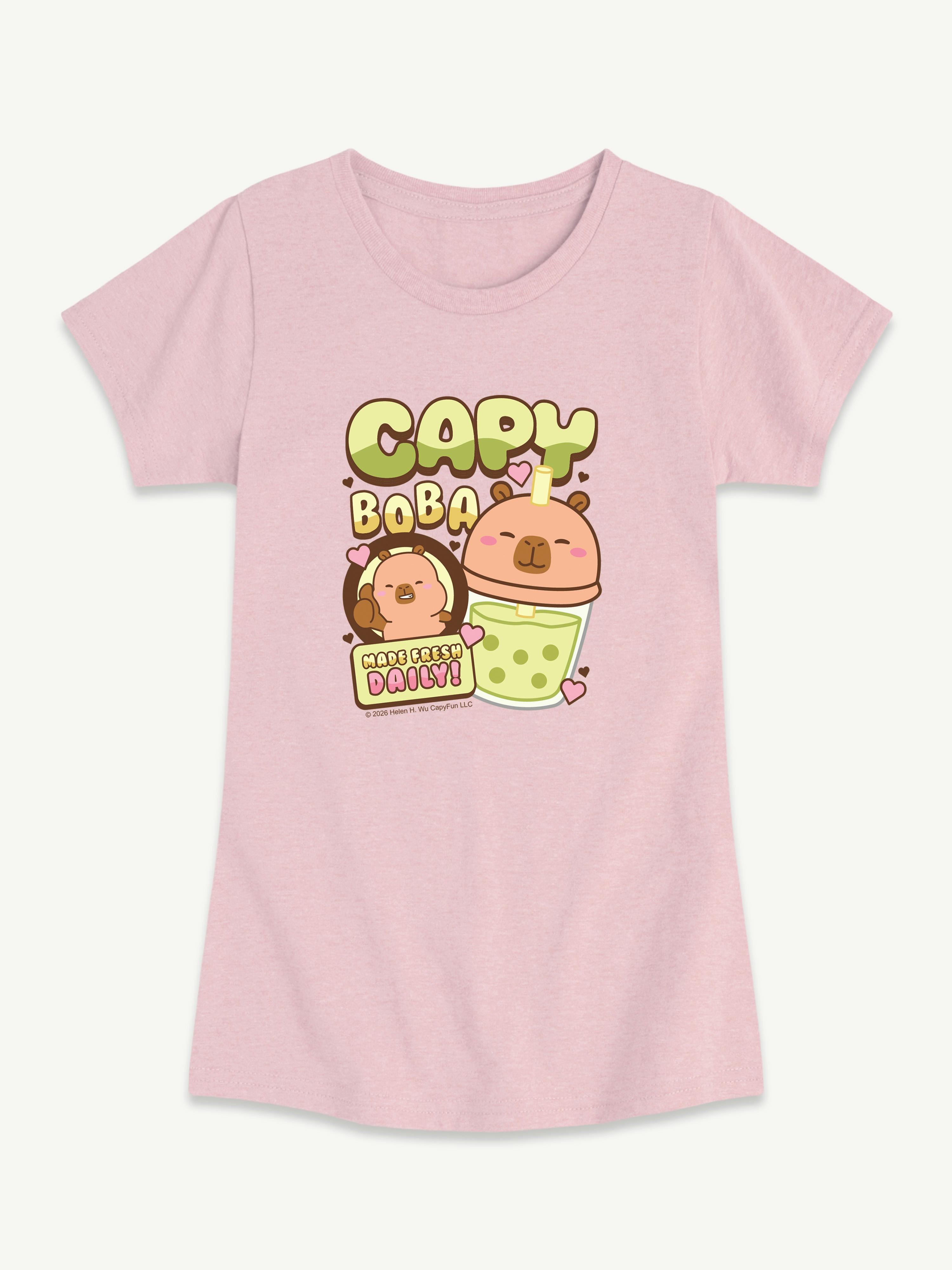 Image number 1 showing, CapyFun Capbybara Boba Shop Short Sleeve T-Shirt For Toddler