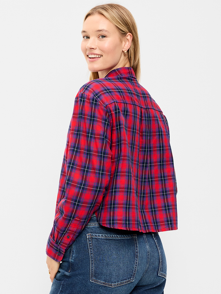 Image 6 of 8, Long-Sleeve Tie-Neck Button-Down Shirt