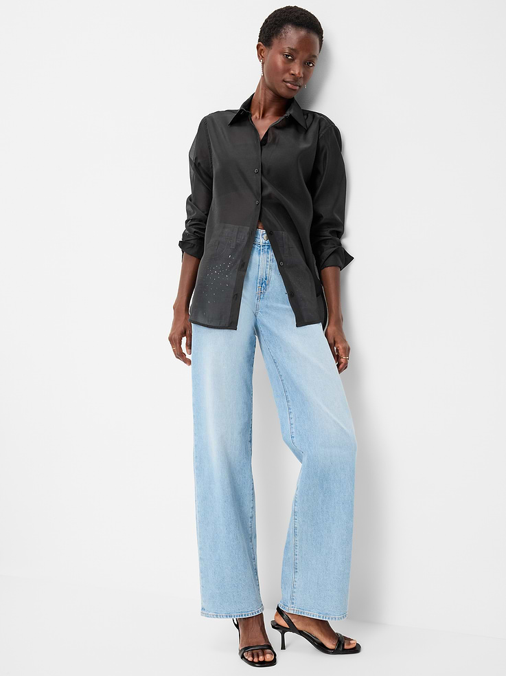 Image 3 of 6, Organza Button-Down Shirt