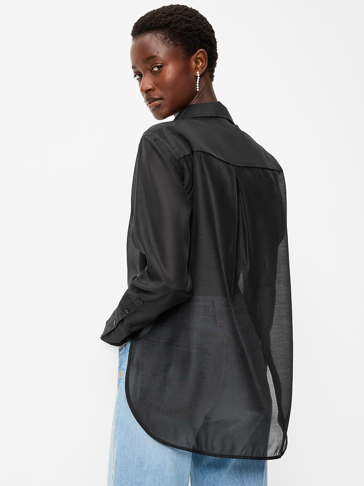 Image 2 of 6, Organza Button-Down Shirt