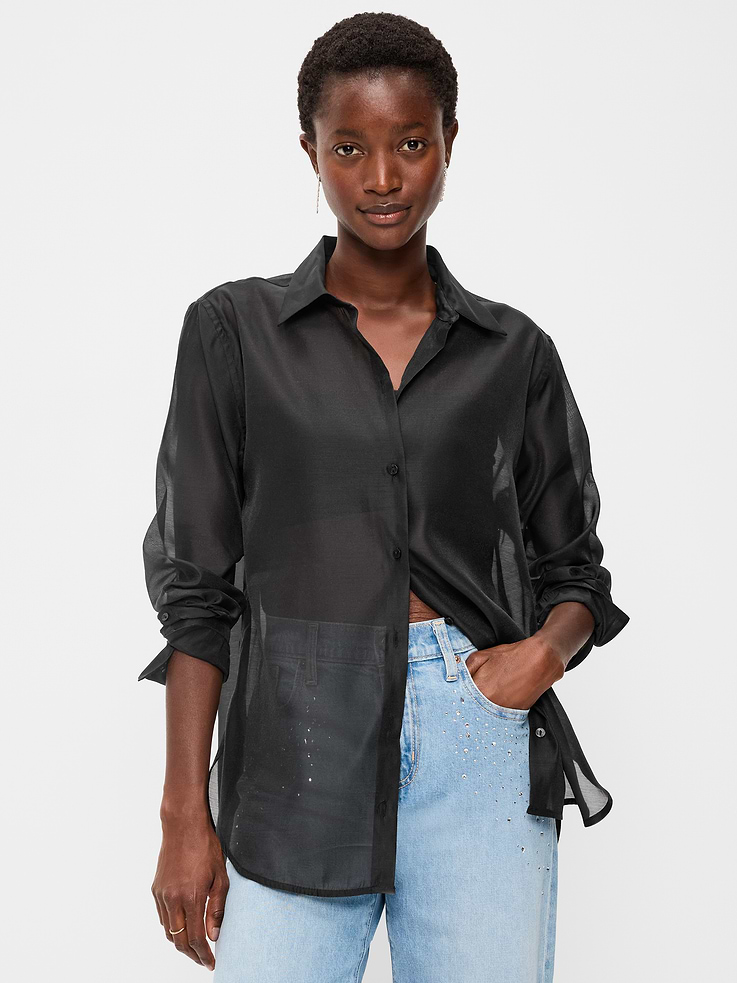 Image 1 of 6, spread collar, long sleeve, full-button front, full-button front, Product #1184393