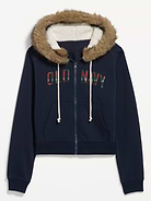 Image 2 of 3, Logo Faux-Fur Trimmed Zip Hoodie Sweatshirt