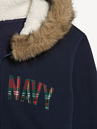 Image 3 of 3, Logo Faux-Fur Trimmed Zip Hoodie Sweatshirt