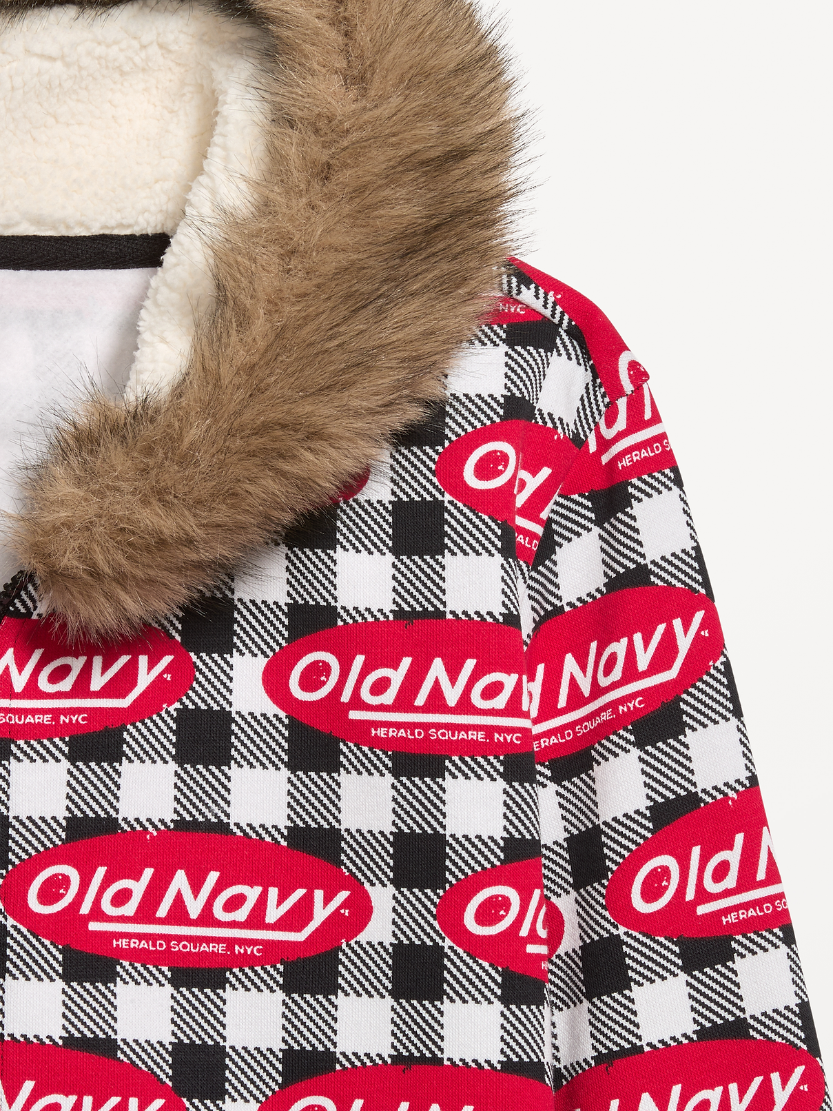 Image 3 of 3, Logo Faux-Fur Trimmed Zip Hoodie Sweatshirt