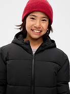 Image 4 of 4, Water-Resistant Crinkled Long Puffer Jacket for Boys