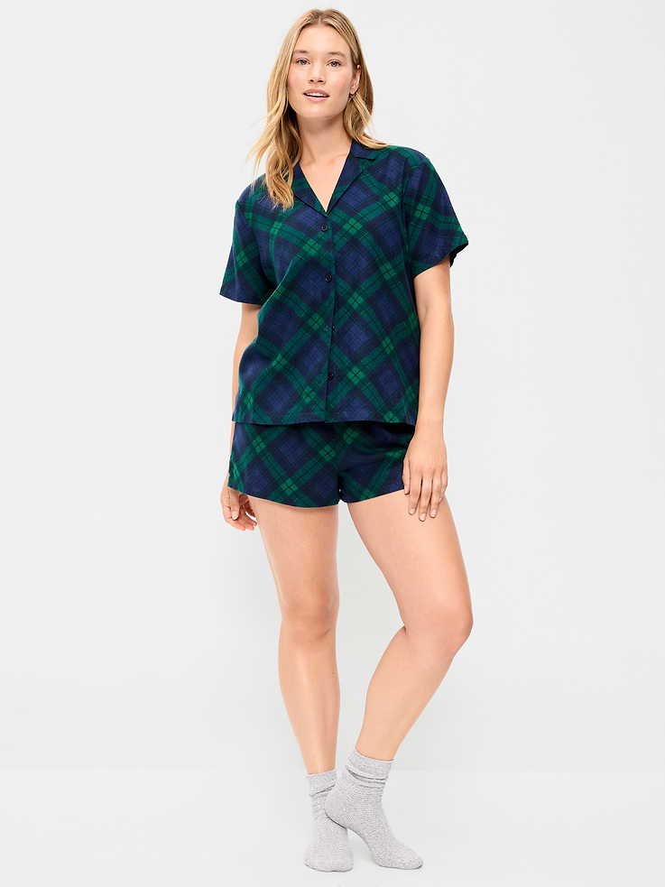 Image number 4 showing, Flannel Pajama Short Set for Women