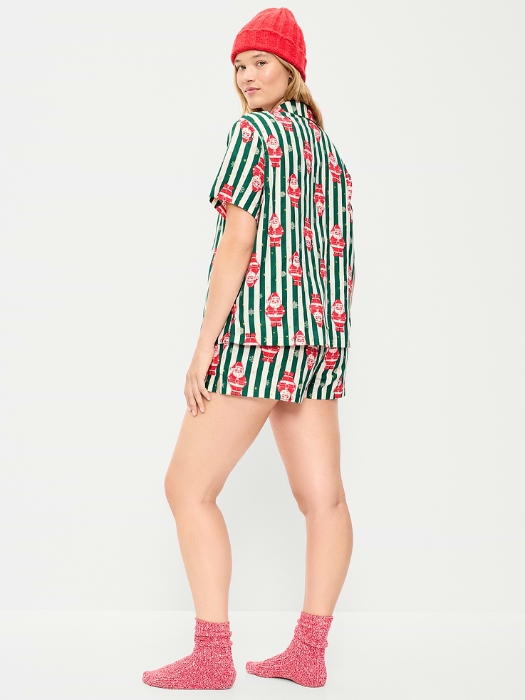 Image 5 of 7, Flannel Pajama Short Set for Women