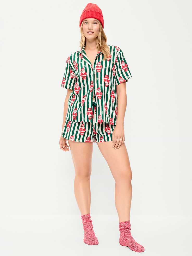 Image 4 of 7, Flannel Pajama Short Set for Women