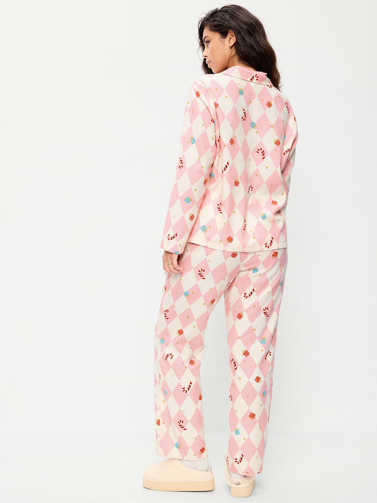 Image 6 of 8, Printed Flannel Pajama Pant Set for Women