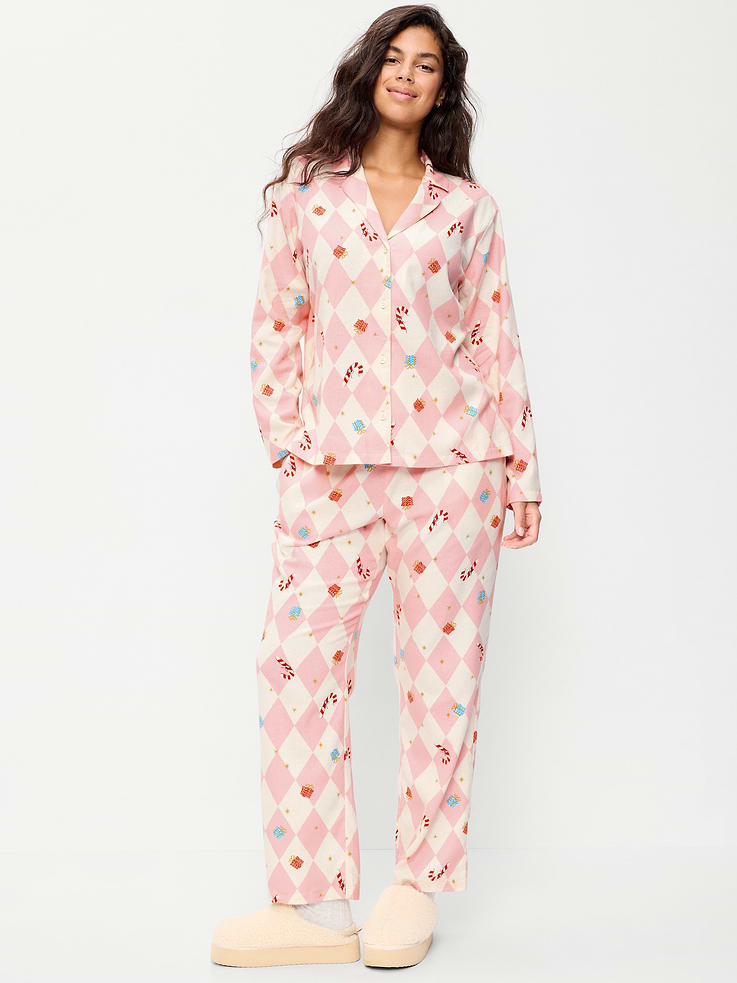 Image 5 of 8, Printed Flannel Pajama Pant Set for Women