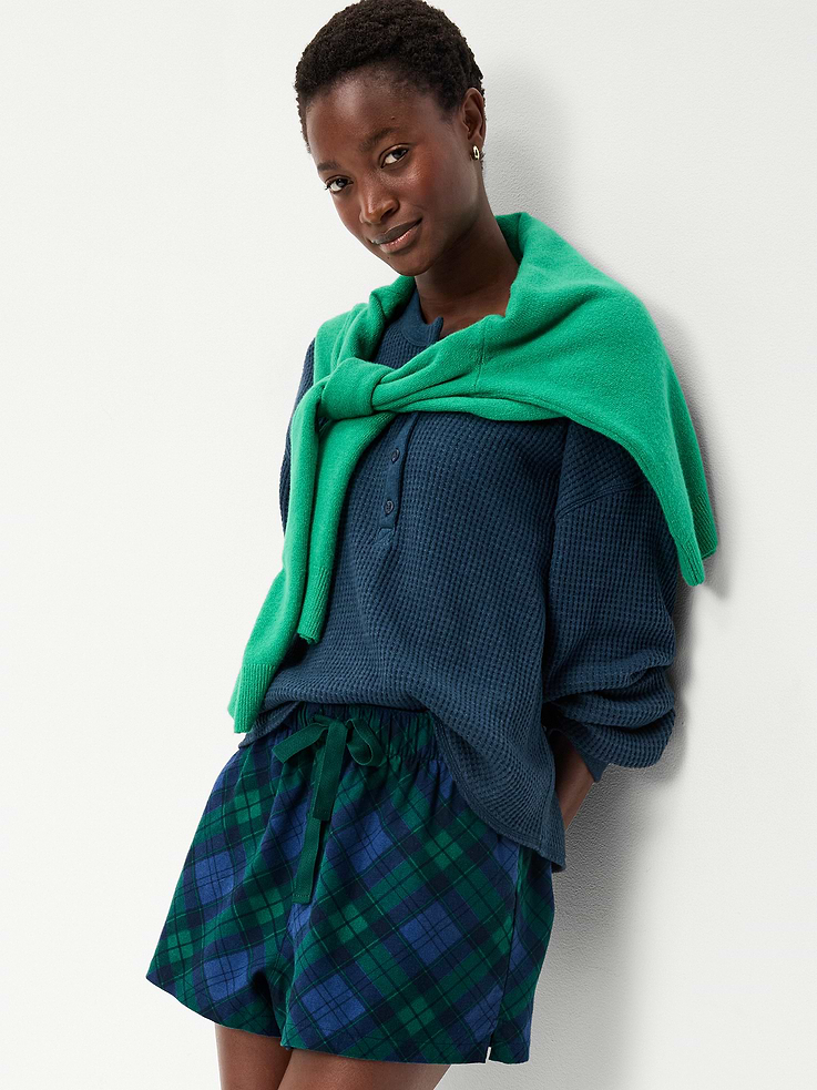 Image number 3 showing, Flannel Boxer Pajama Shorts for Women