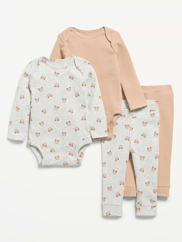 Long-Sleeve Bodysuit and Leggings 4-Piece for Baby