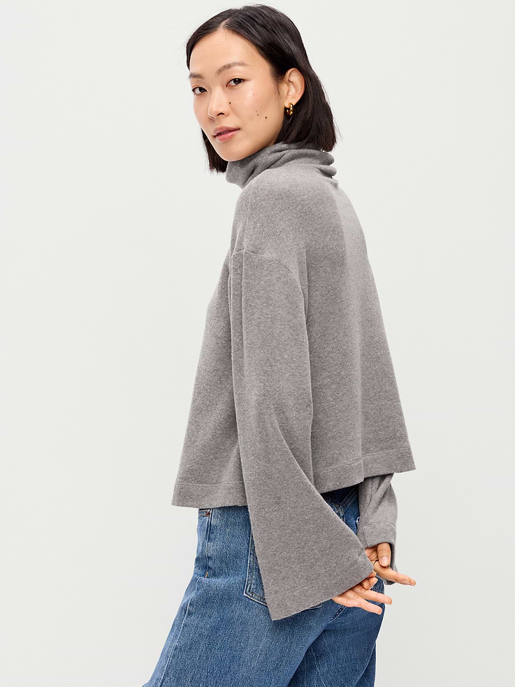 Image 2 of 9, Long-Sleeve Oversized Turtleneck Sweater