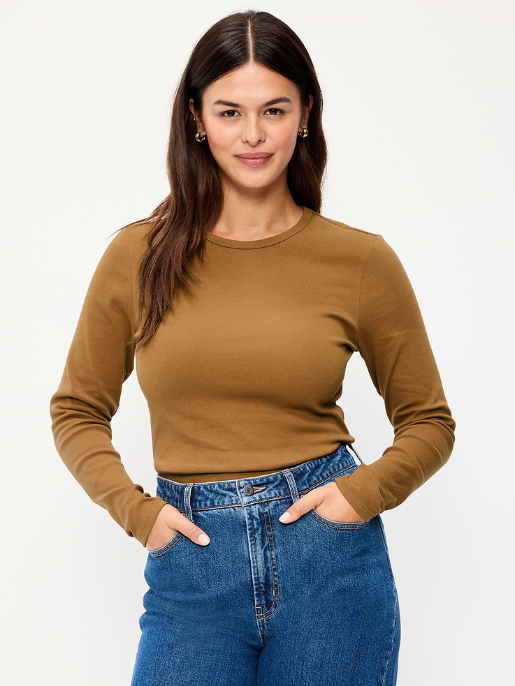 Image 5 of 8, Snug Crew-Neck Long Sleeve T-Shirt