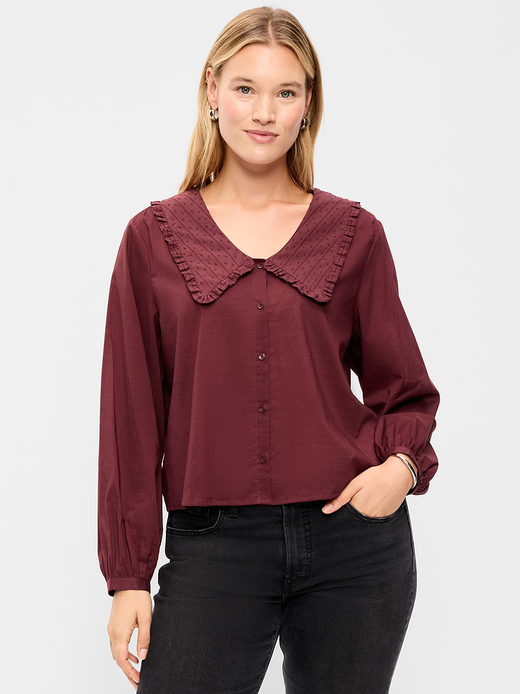 Image 5 de 8, Haut boutonné à col tendance et à manches longues