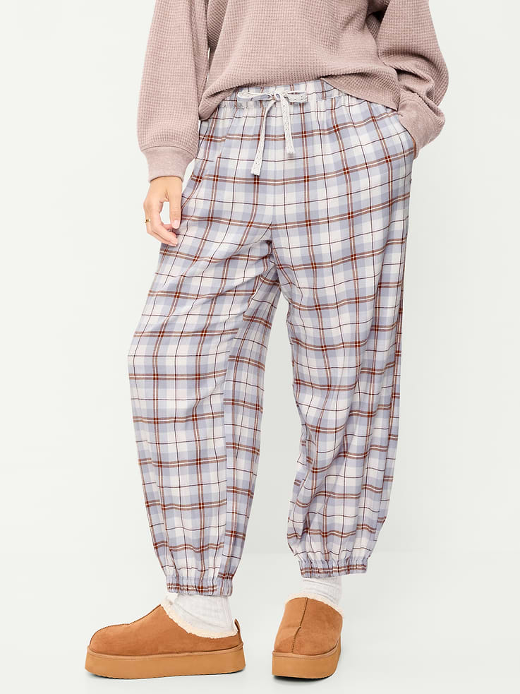 Image 6 of 9, Cinched Flannel Balloon Pants