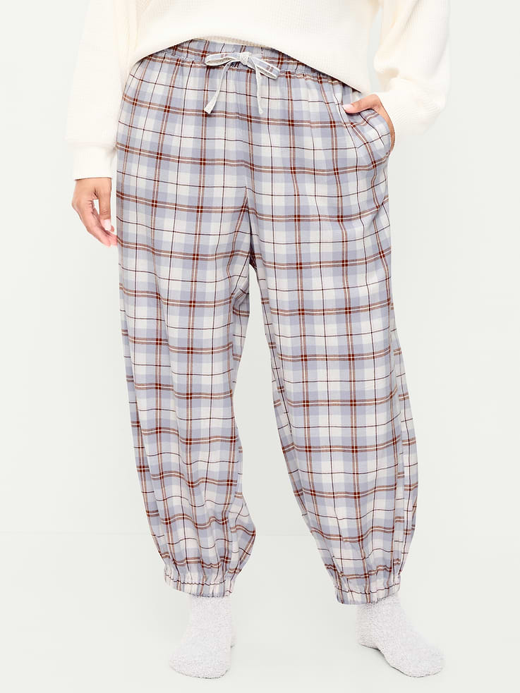 Image 8 of 9, Cinched Flannel Balloon Pants
